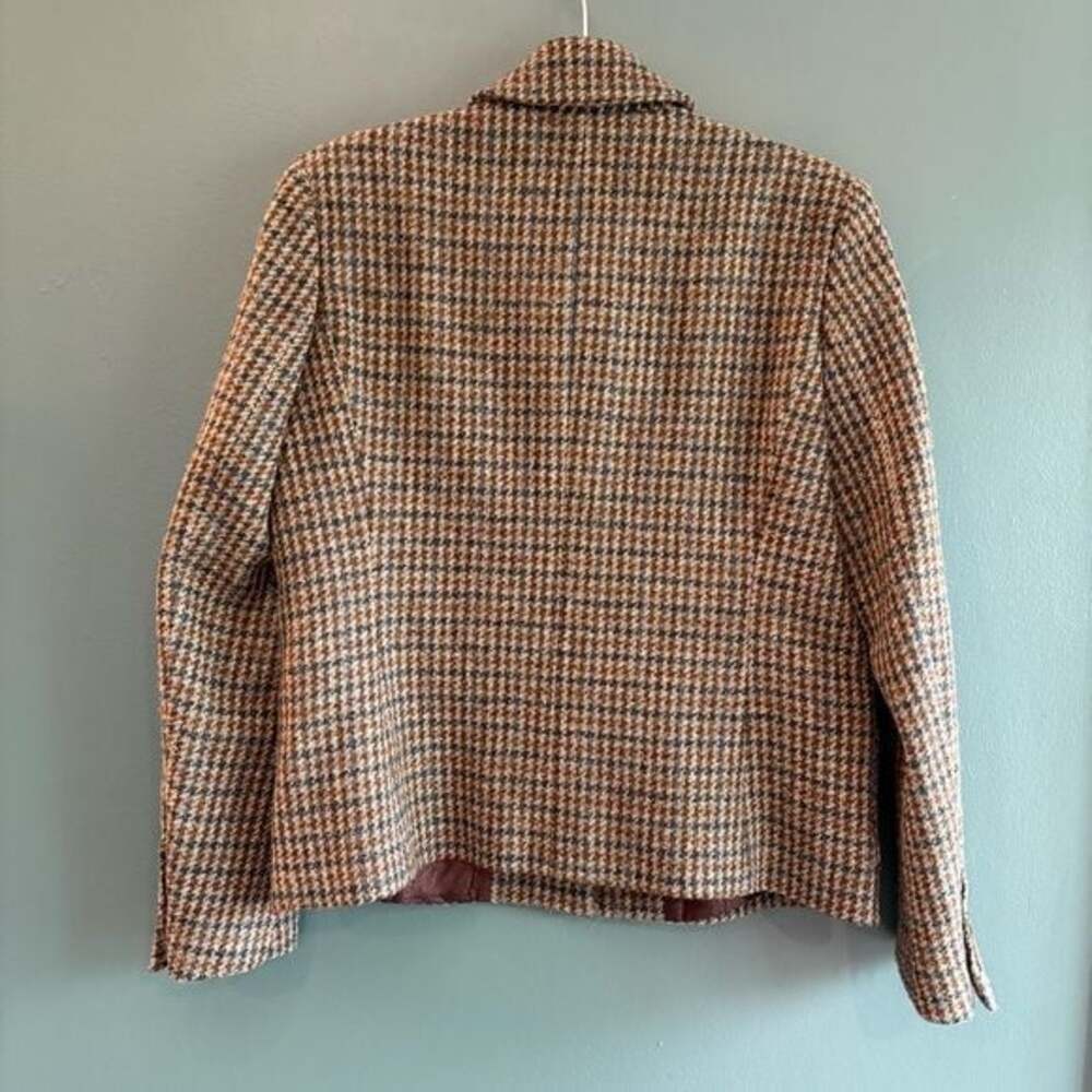 Harris Tweed Vintage 100% Wool Houndstooth Jacket with Suede Shoulders size 16 - Picture 5 of 7